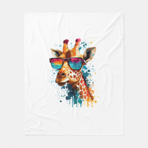 Giraffe Vintage Sunglasses Funny African Animal Lo Fleece Blanket