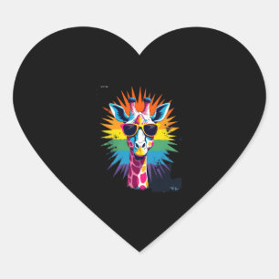 Giraffe Vintage Sunglasses Funny African Animal Lo Heart Sticker