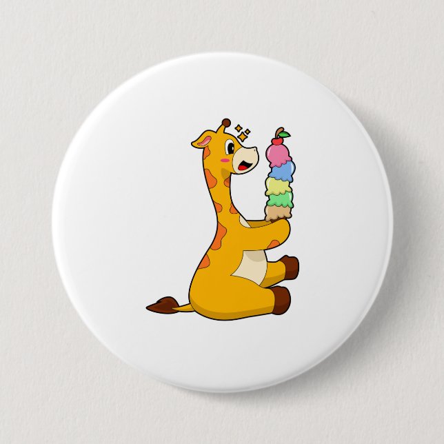 Giraffe Waffle ice cream 7.5 Cm Round Badge (Front)