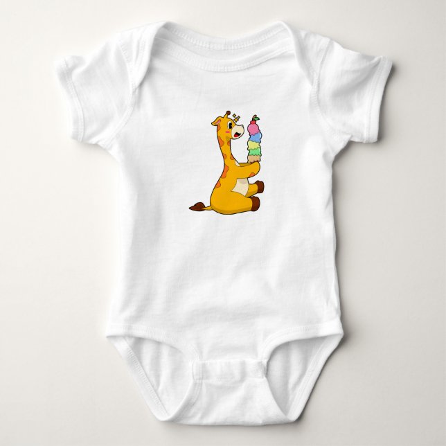 Giraffe Waffle ice cream Baby Bodysuit (Front)