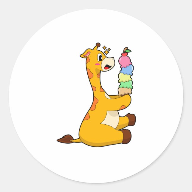 Giraffe Waffle ice cream Classic Round Sticker (Front)