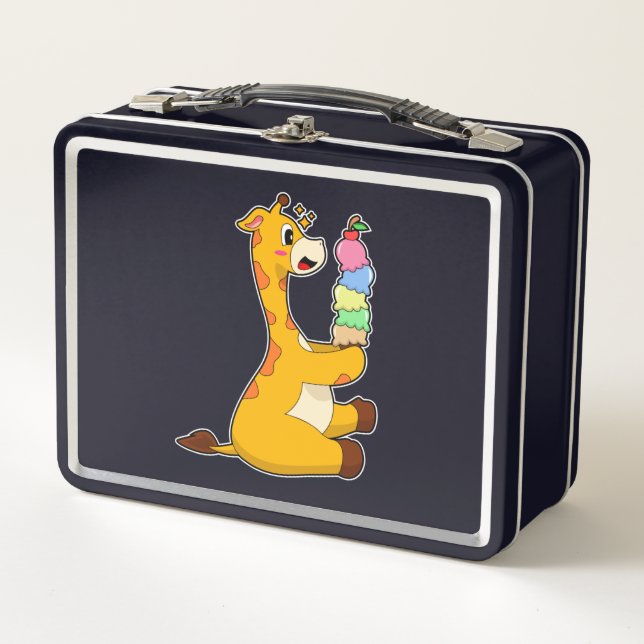 Giraffe Waffle ice cream Metal Lunch Box (Front)