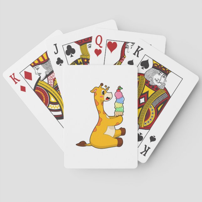 Giraffe Waffle ice cream Playing Cards (Back)