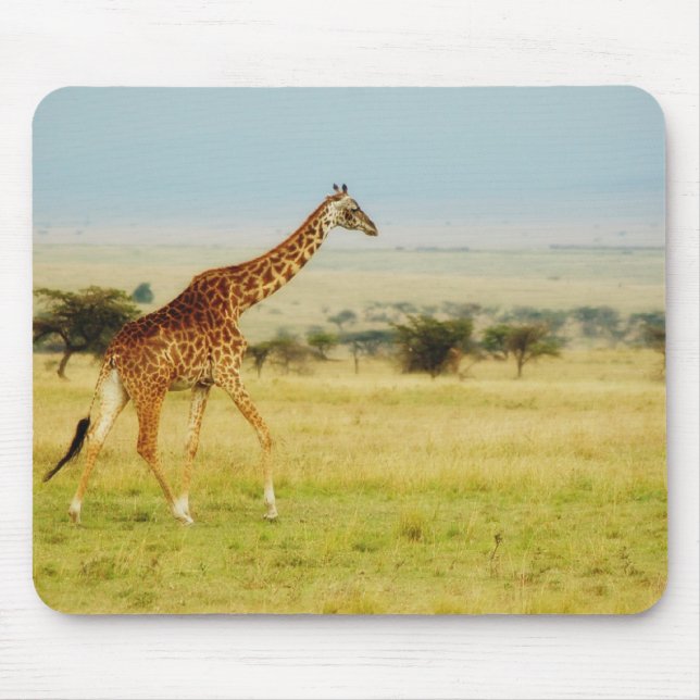 Giraffe walking Masai Mara Plains Kenya mousepad (Front)
