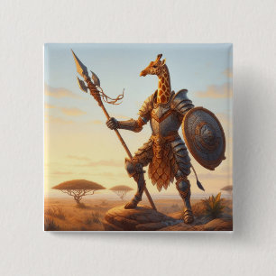 Giraffe warrior 15 cm square badge