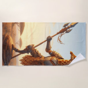 Giraffe warrior beach towel