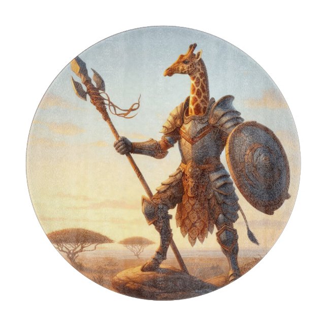 Giraffe warrior cutting board (Front)