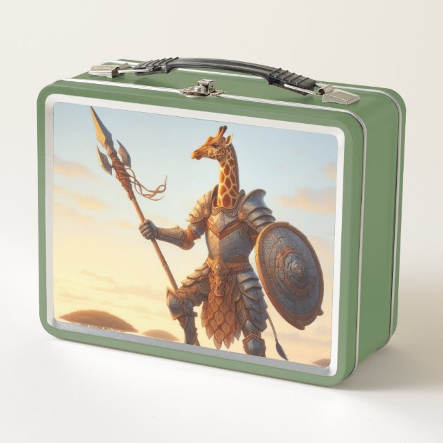 Giraffe warrior metal lunch box (Front)