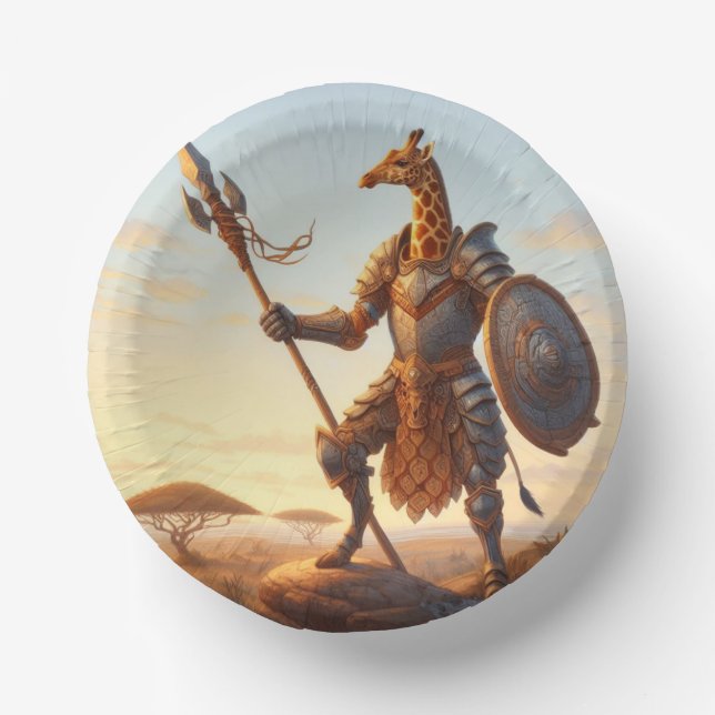 Giraffe warrior paper plate (Front)