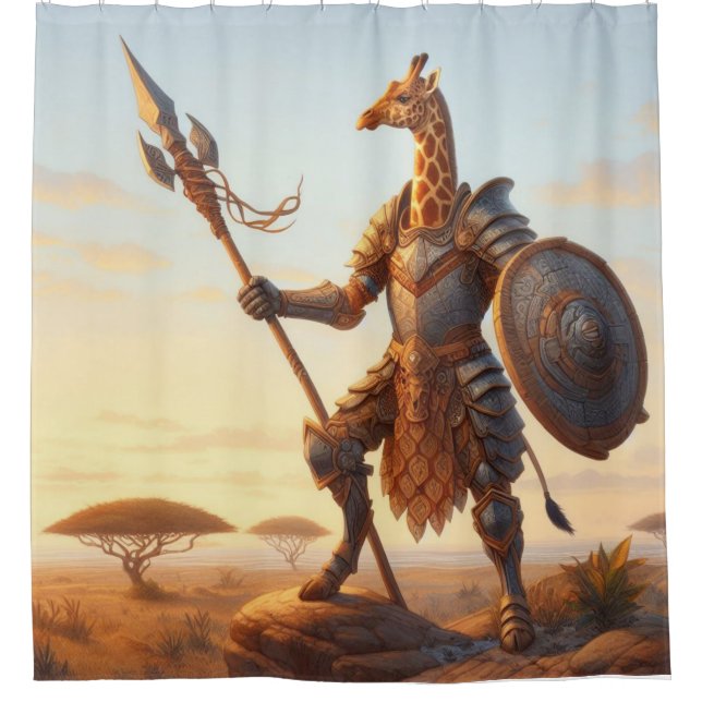 Giraffe warrior shower curtain (Front)
