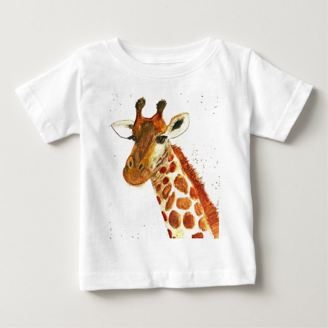 Giraffe watercolor animals Safari African Jungle Baby T-Shirt (Front)