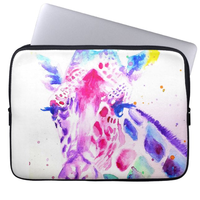 Giraffe Watercolor Babies Purple Gifts Lavender Laptop Sleeve (Front)