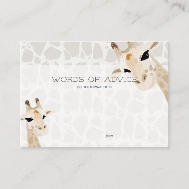 Giraffe Watercolor Baby Shower Advice Card (Front)