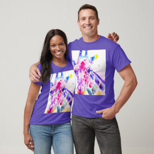 Giraffe Watercolor Mens Purple Gifts Lavender T-Shirt