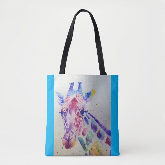 Giraffe Watercolor Painting Animal lovers Tote Bag (Front)