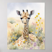 Giraffe Watercolor Painting 