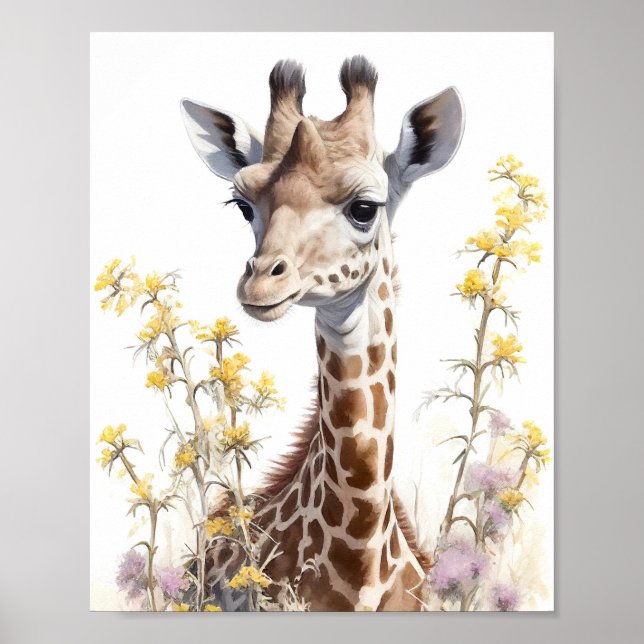 Giraffe Watercolor Painting  Poster (Front)