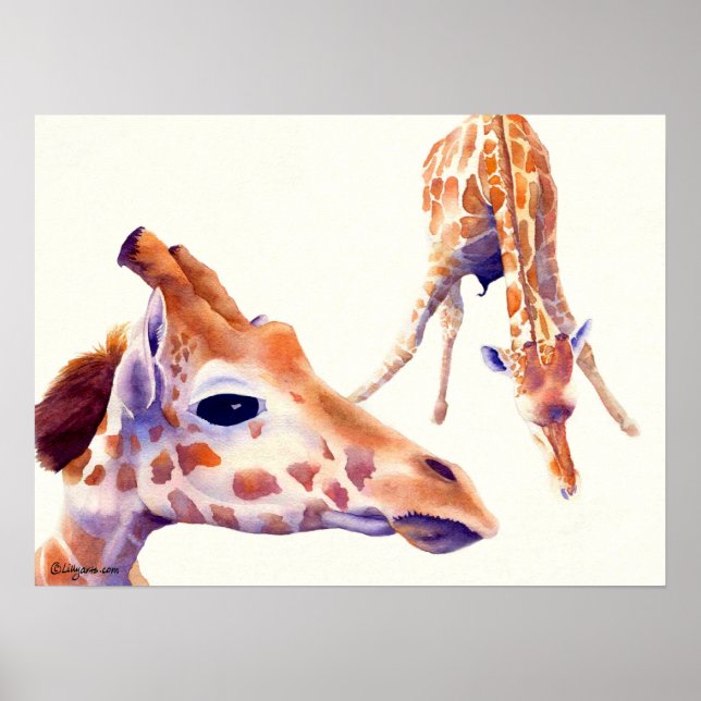Giraffe Watercolor Painting Print and Poster (Front)