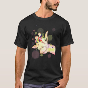 Giraffe Watercolour Hippie Flowers Peace Colourful T-Shirt