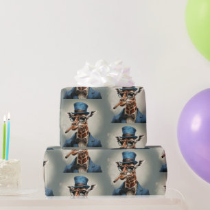 Giraffe wearing a top hat smoking a cigar wrapping paper