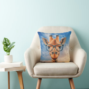 Giraffe Wearing Eyeglasses Cushion
