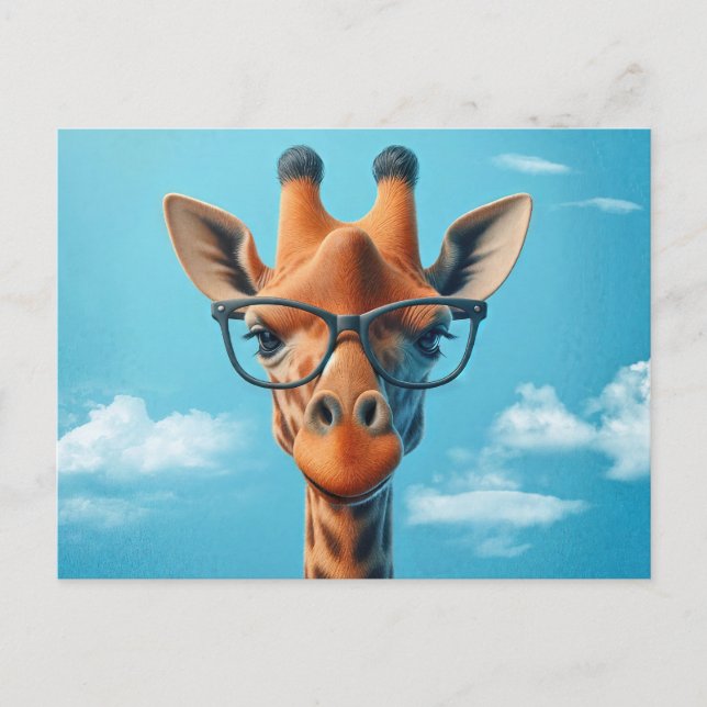 Giraffe Wearing Eyeglasses Postcard (Front)