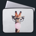 GIRAFFE WEARING GLASSES BLOWING A PINK BUBBLEGUM LAPTOP SLEEVE<br><div class="desc">GIRAFFE WEARING GLASSES BLOWING A PINK BUBBLEGUM</div>