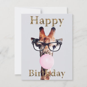 Giraffe Wearing Glasses Happy Birthday