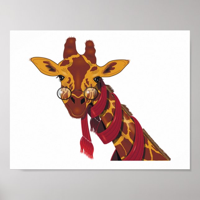 Giraffe Wearing Glasses Poster (Front)