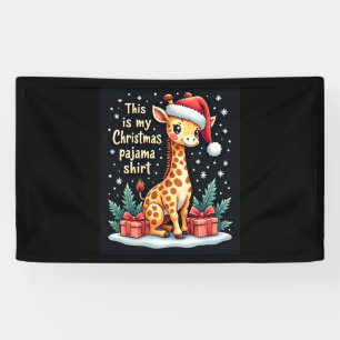 Giraffe Wearing Santa Hat Matching Christmas Pajam Banner