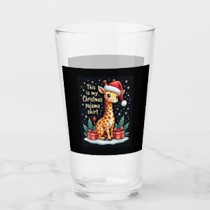 Giraffe Wearing Santa Hat Matching Christmas Pajam Glass