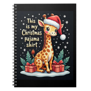 Giraffe Wearing Santa Hat Matching Christmas Pajam Notebook