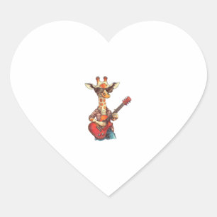 Giraffe Wearing Sunglasses Playing Guitar Musician Heart Sticker