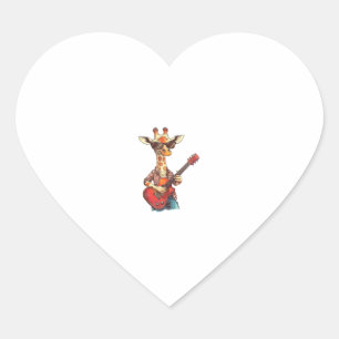 Giraffe Wearing Sunglasses Playing Guitar Musician Heart Sticker