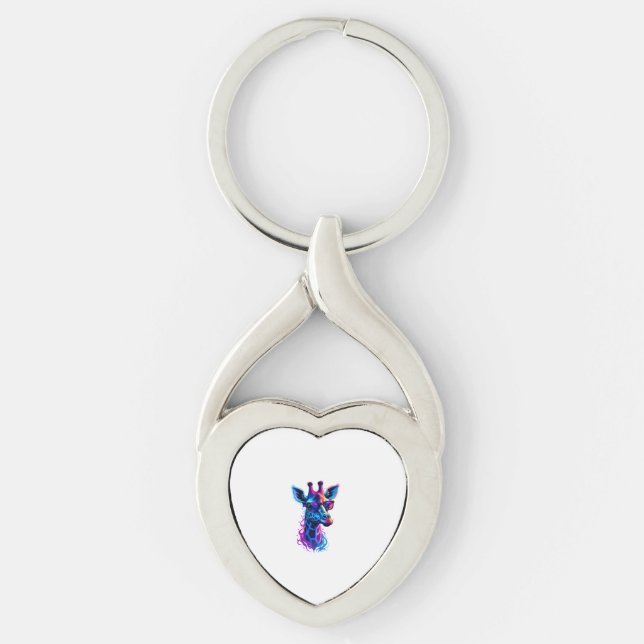 Giraffe Wearing Sunglasses Psychedelic Artwork Gra Key Ring (Front)
