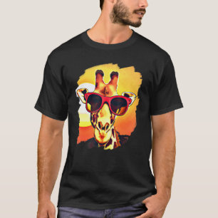 Giraffe Wearing Sunglasses Sunset Giraffes Vintage T-Shirt