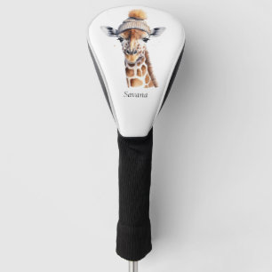 Giraffe wearing winter hat customisable Poster Golf Head Cover