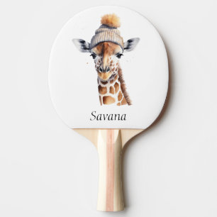 Giraffe wearing winter hat customisable Poster Ping Pong Paddle