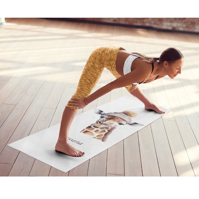 Giraffe wearing winter hat customisable  yoga mat (Creator Uploaded)