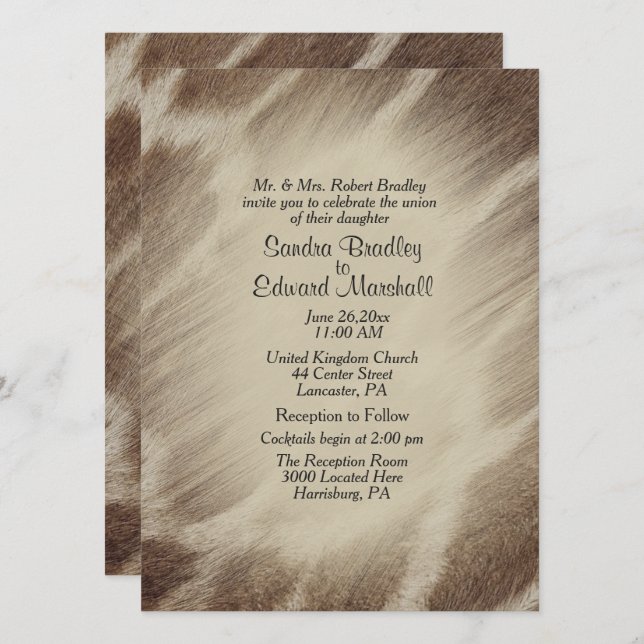 Giraffe Wedding Invitation (Front/Back)
