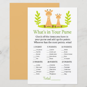 Giraffe What's in your purse game baby shower