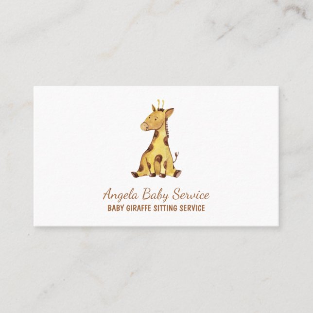 Giraffe Wild Animal baby sitting Business Card (Front)