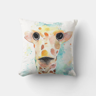Giraffe Wild Animal Nature Watercolor Art Painting Cushion