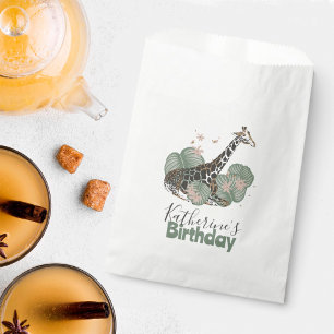 Giraffe Wild Jungle Botanical Animal Birthday  Favour Bag