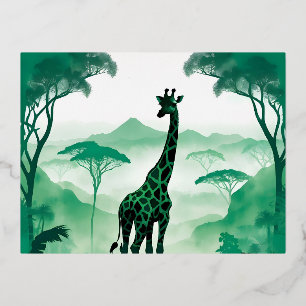 Giraffe Wildlife Animal Nature Environment Forest Foil Holiday Postcard