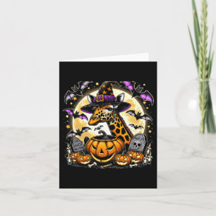 Giraffe Witch Halloween - Spooky Pumpkin Art Card