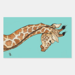 Giraffe with aqua rectangular sticker