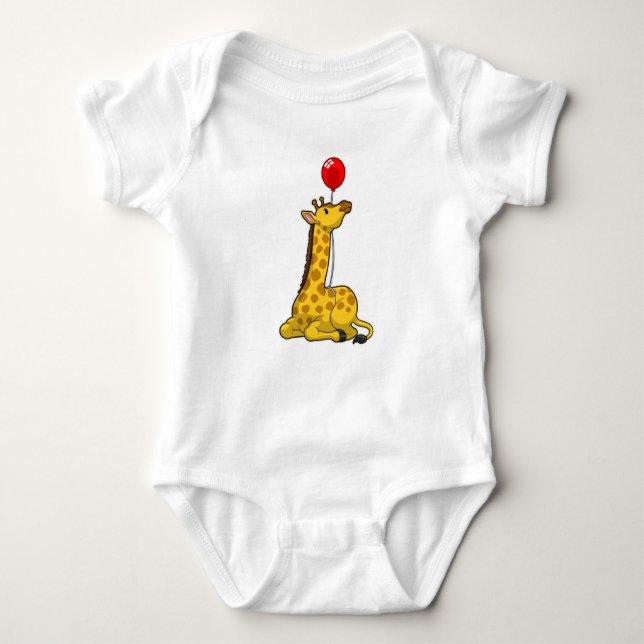Giraffe with Balloon Baby Bodysuit (Front)