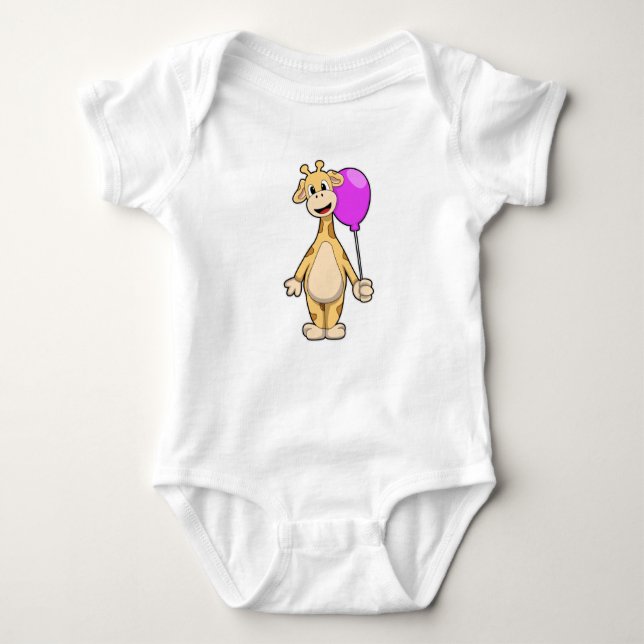 Giraffe with Balloon Baby Bodysuit (Front)