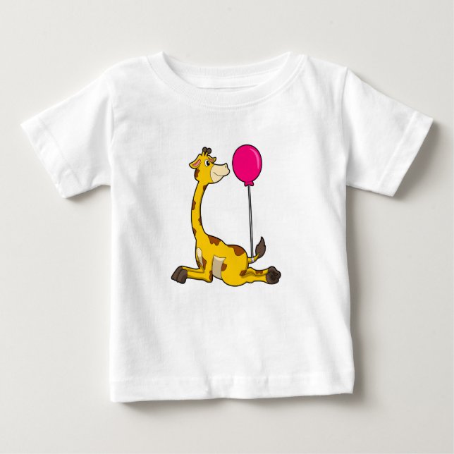 Giraffe with Balloon Baby T-Shirt (Front)